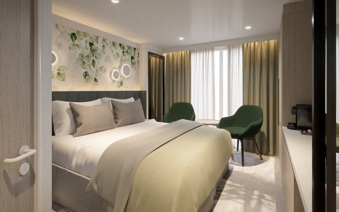 Kabine auf dem Kreuzfahrtschiff Phoenix Amina – komfortabel eingerichtet mit Meerblick